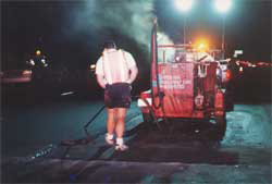 The cracksealing process up close.